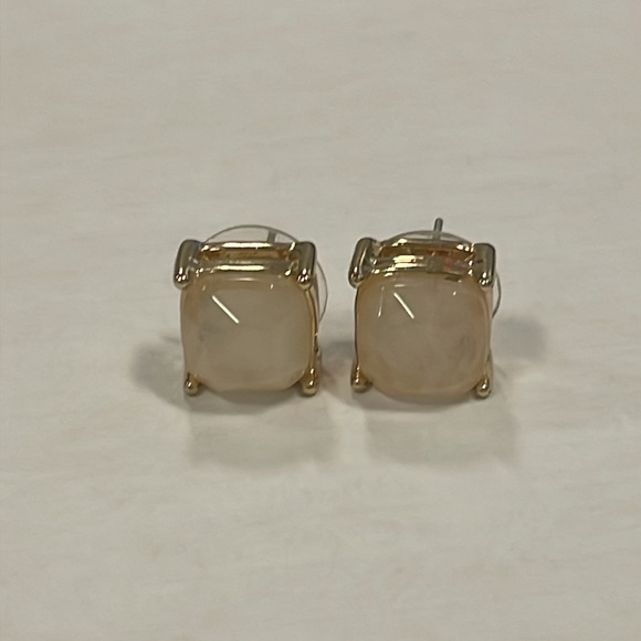 White Gem Gold Earrings - Picture 2 of 2